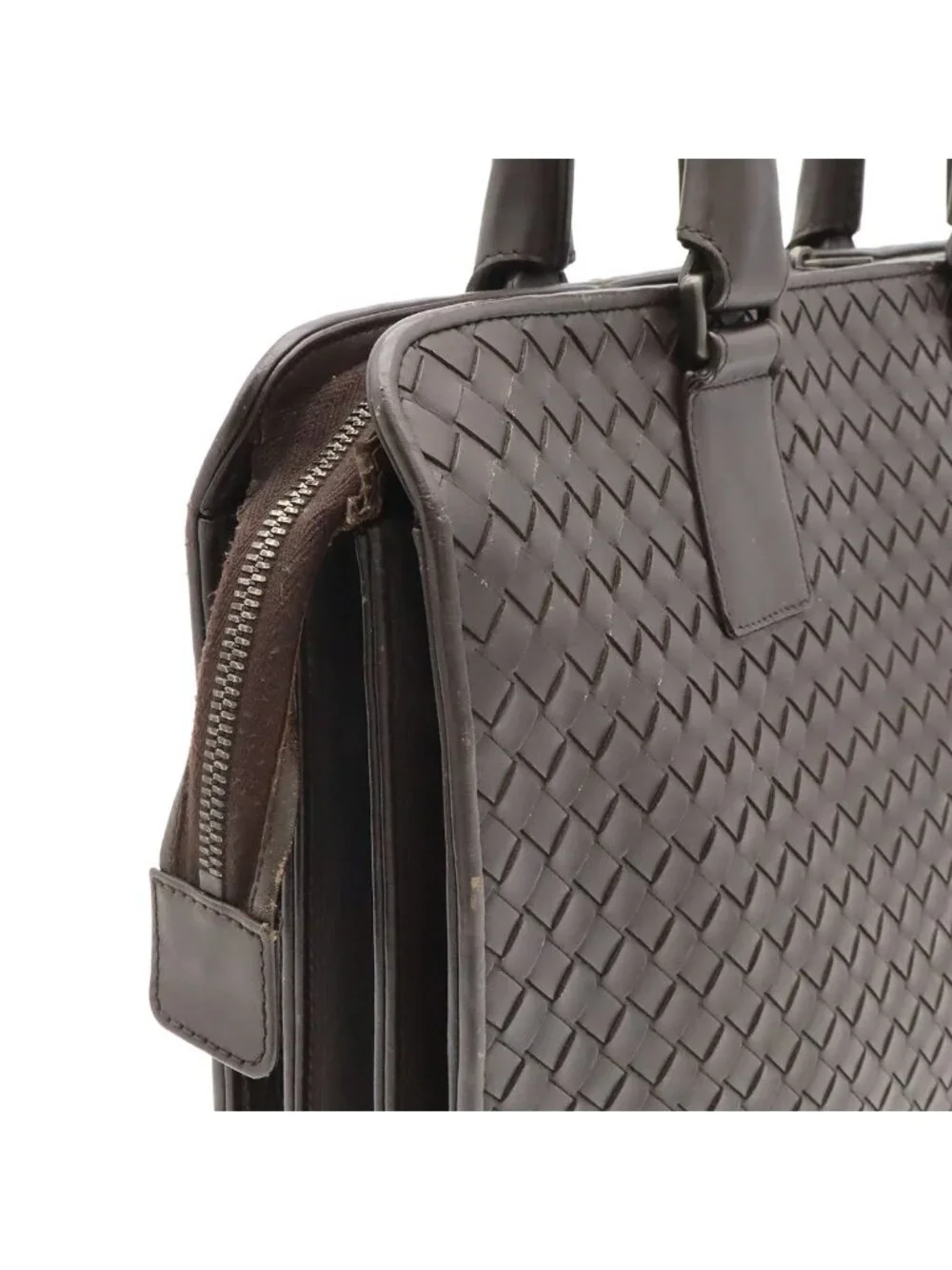 Bottega Veneta Intrecciato Business Briefcase Documents Purse Leather Brown